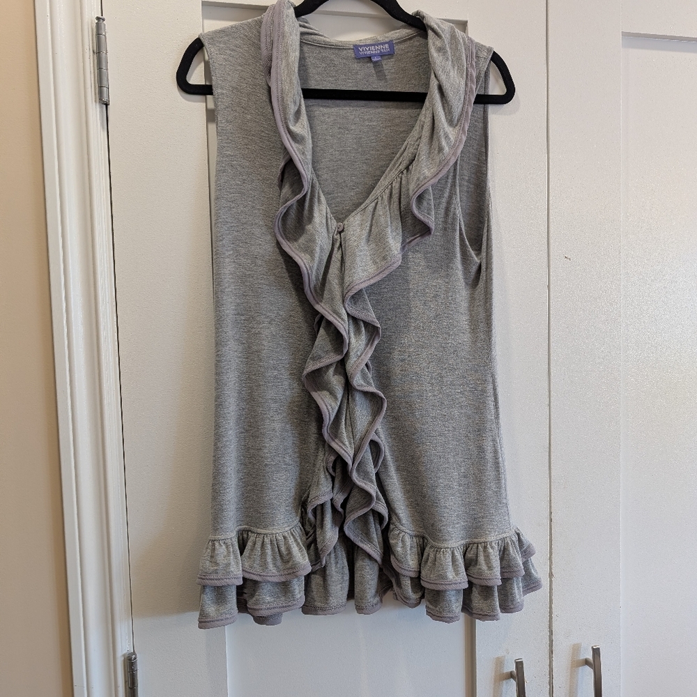 Vivienne Tam Sleeveless Knit Ruffled Top,L